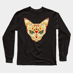 Sugar Skull Cat Long Sleeve T-Shirt